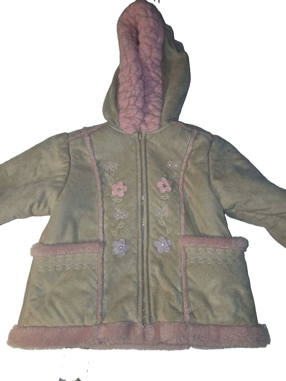Big Chill Coat Girls 2T Faux Suede Sherpa Faux Fur Lined Hippie Penny Lane